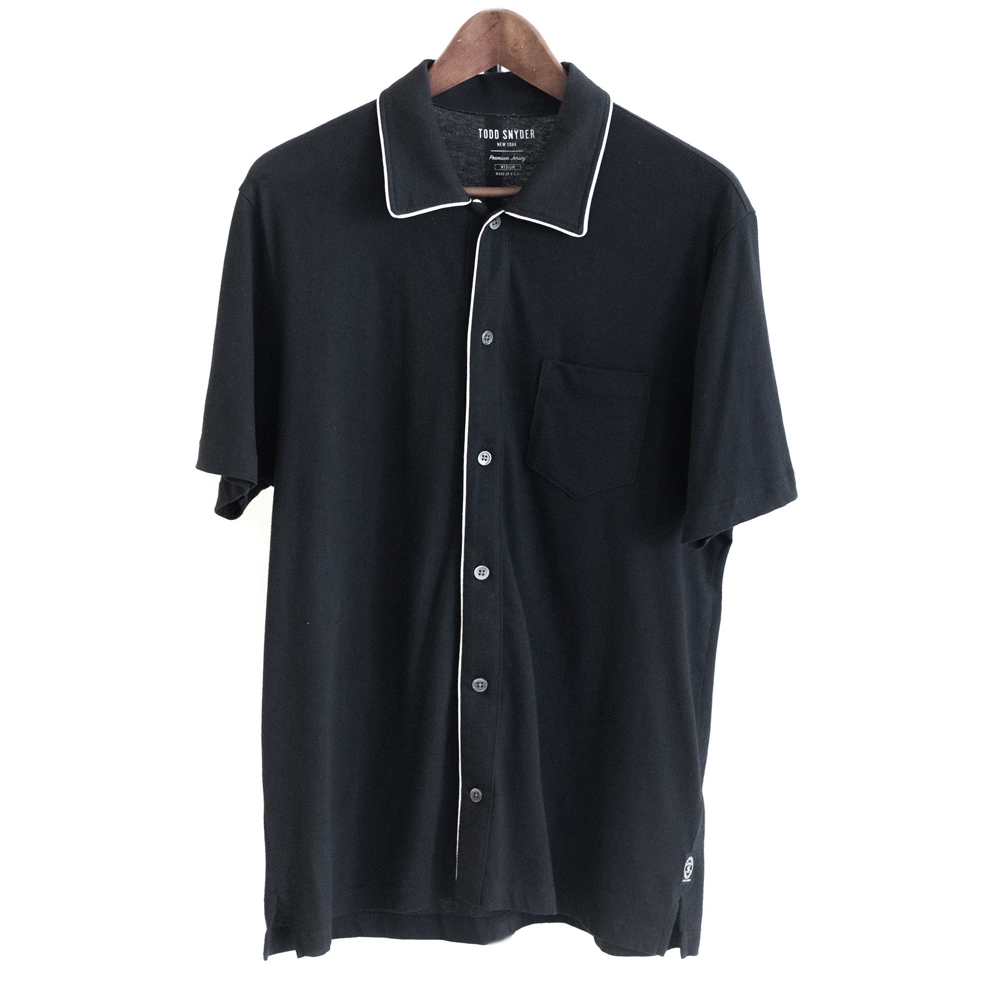 Todd Snyder: Japanese Lounge Black Button Shirt Tipped Polo