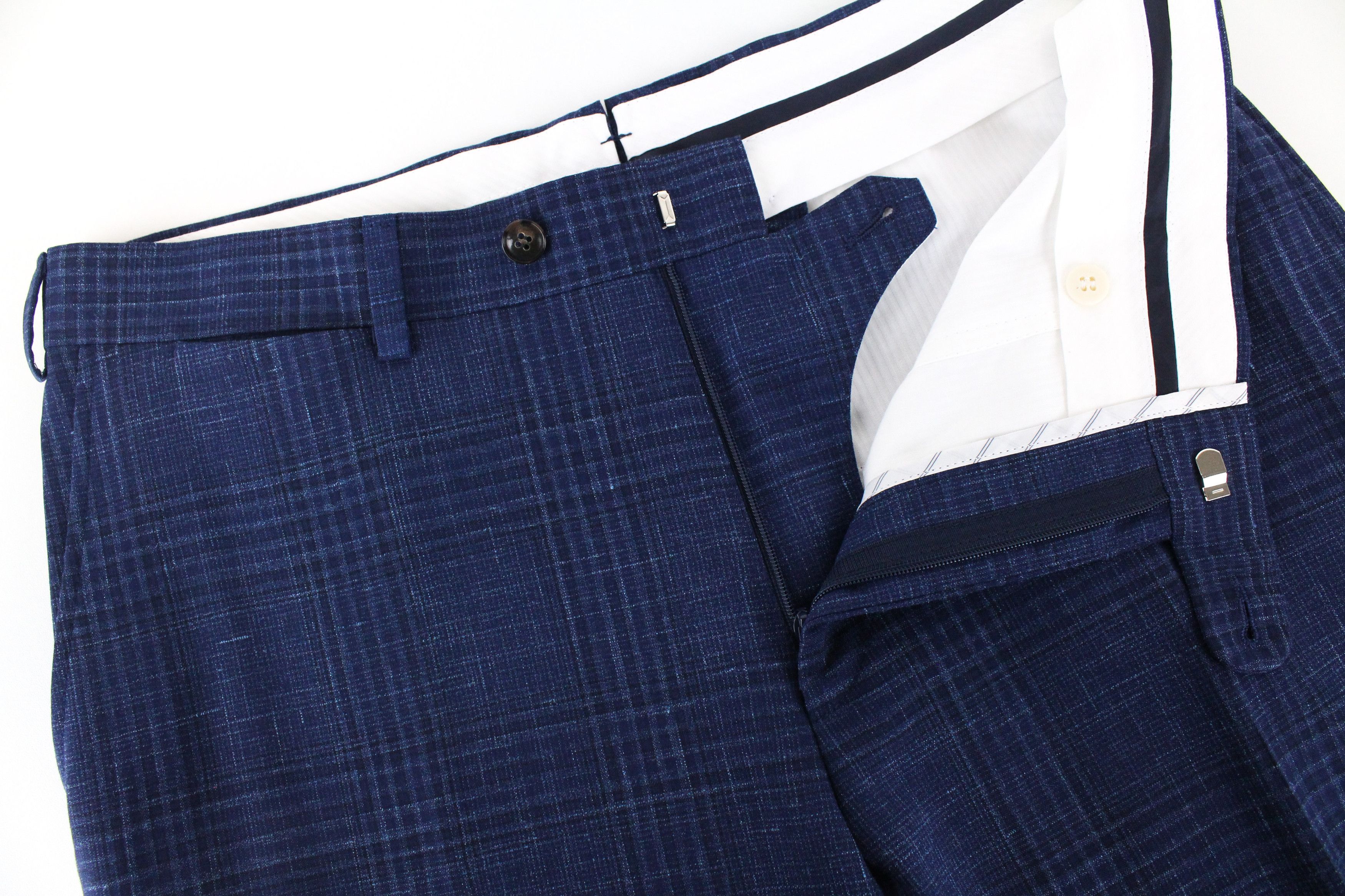 Suitsupply HAVANA UK36R Checked Blue Wool Silk Linen Suit 54809 Size 36R - 13 Thumbnail
