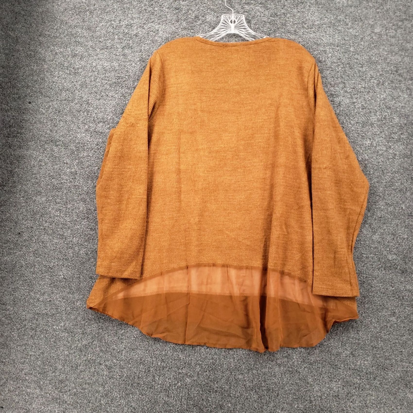 Vintage One World Pullover Sweater Womens 2X Orange Paisley Rhinestones Bling Scoop Neck Long Sleeve Knit Pullover Size XXL / US 16-18 / IT 52-54 - 2 Thumbnail