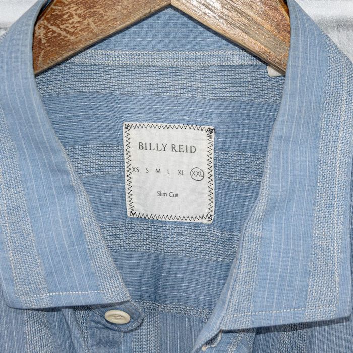 Billy Reid Billy Reid Slim cut Cotton Linen Button up Shirt Blue