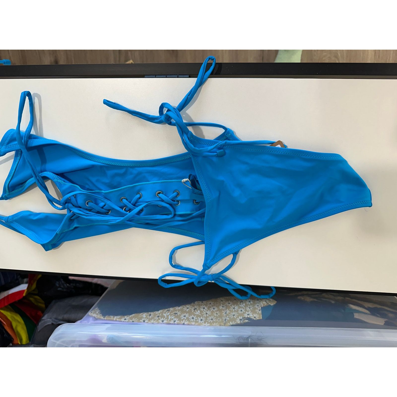 SKIMS NWT Skims Lace-Up Monokini Turquoise One-Piece Swimsuit XS Size XS / US 0-2 / IT 36-38 - 8 Thumbnail