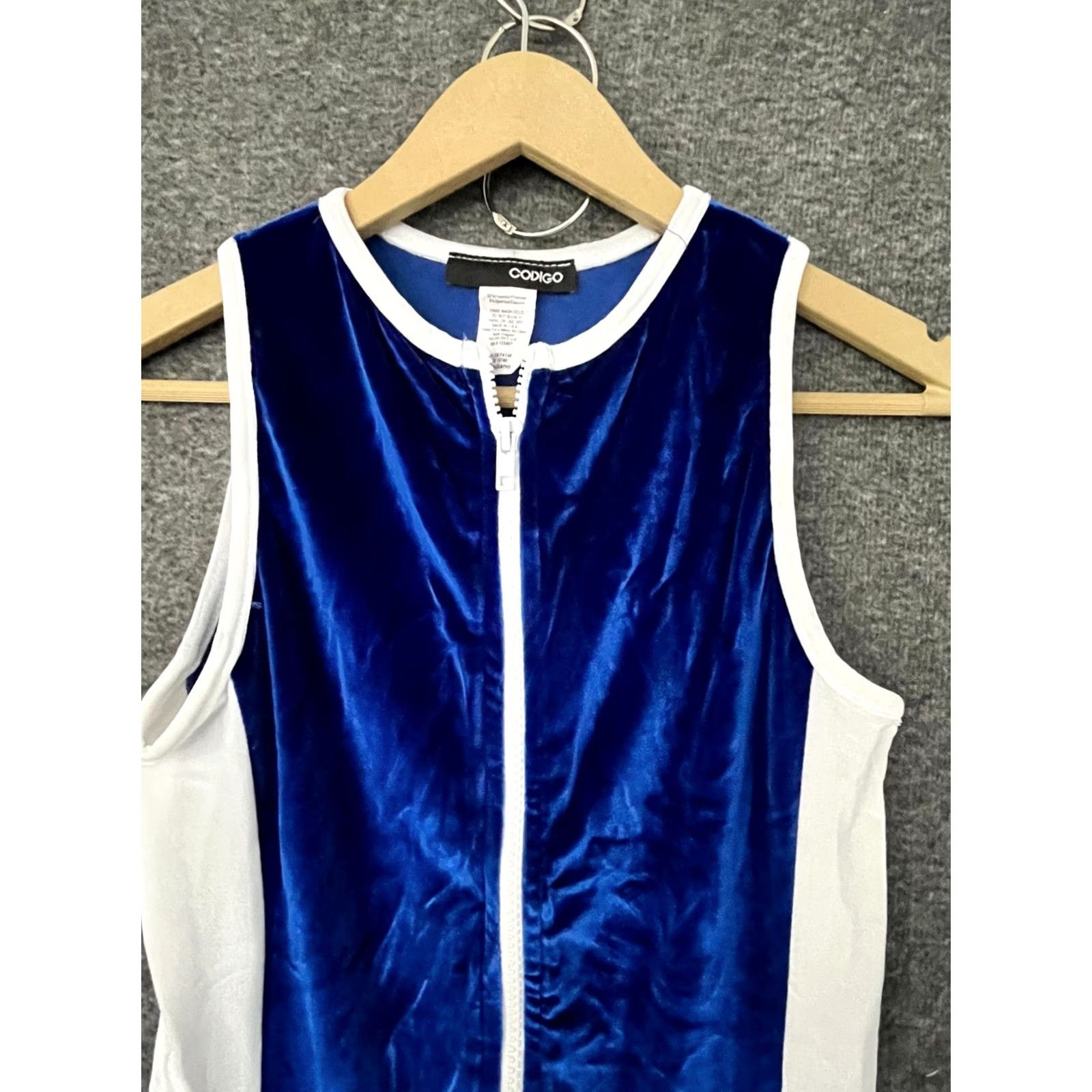 Vintage Codigo Women's Yoga Sleeveless Tight 1/4 Zip Round Neck Blue Jumpsuit Size M Size 32" / US 10 / IT 46 - 3 Thumbnail