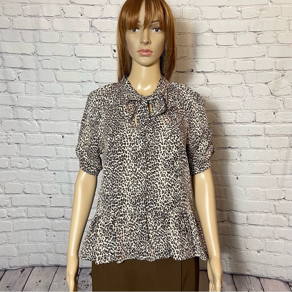Joie NWT New $248 Joie Feyana Animal Print Tie Neck Print Silk P Size XS / US 0-2 / IT 36-38 - 3 Thumbnail