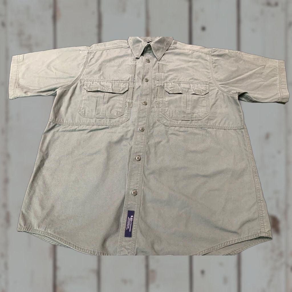 Vintage 5.11 Tactical Button-Up Shirt Short Sleeve Adult Medium Army Green Mens Size US M / EU 48-50 / 2 - 1 Thumbnail