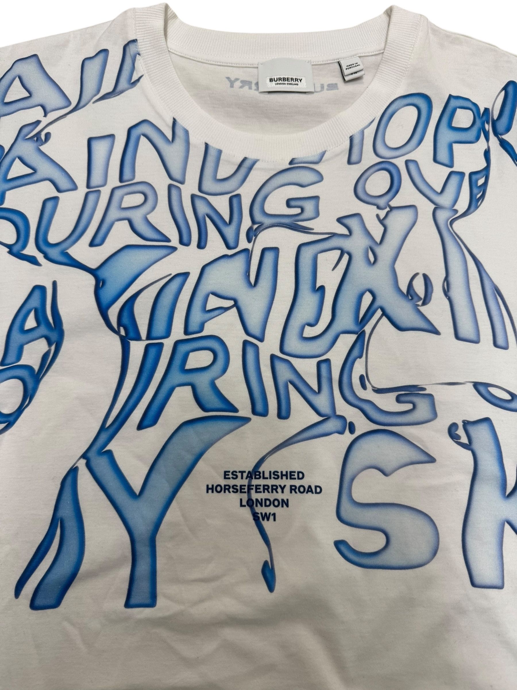 Burberry Burberry White & Blue Graphic Oversized T-Shirt Size US XL / EU 56 / 4 - 3 Thumbnail