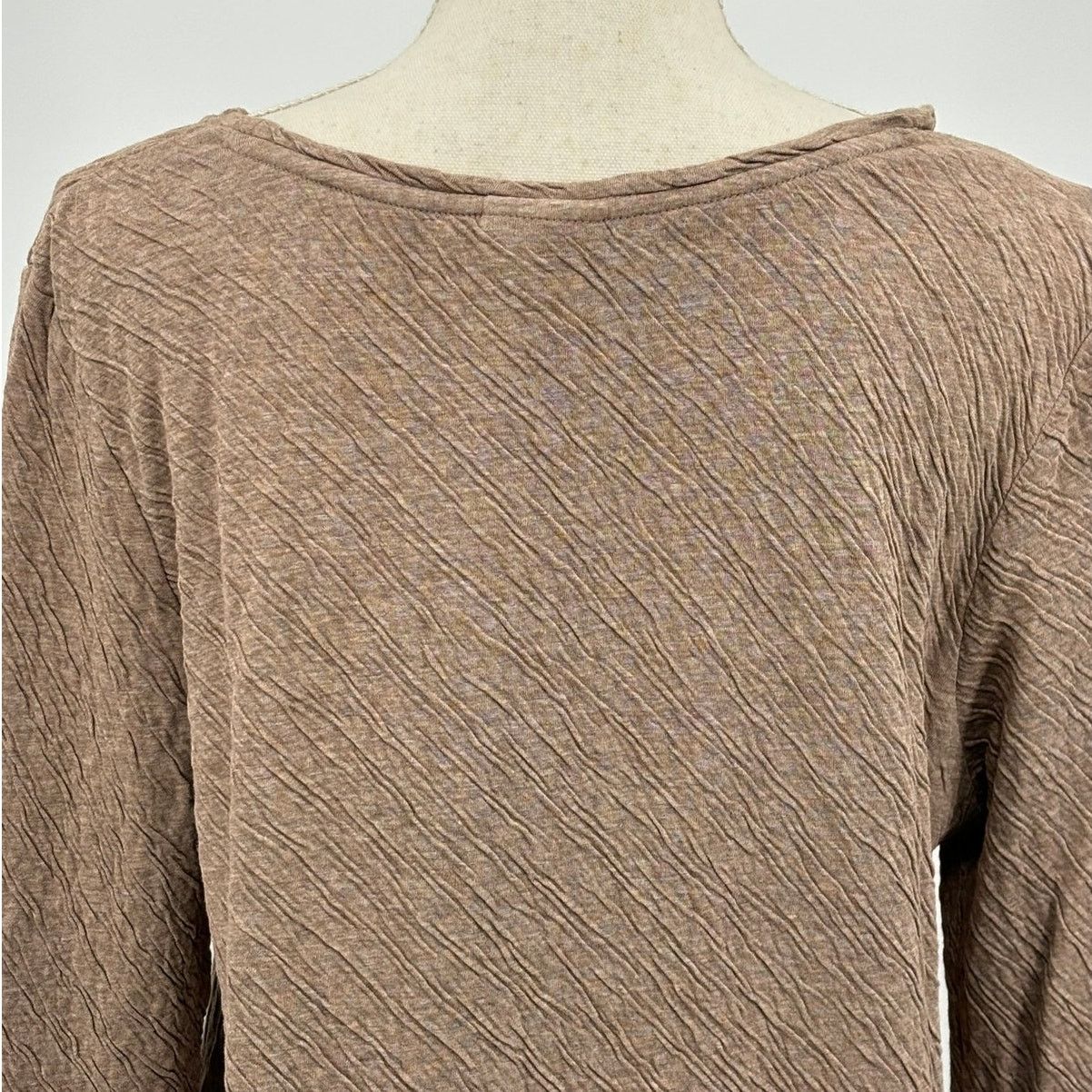 J. Jill Pure Jill Brown Textured Long Sleeve Scoop Neck Top Large Size L / US 10 / IT 46 - 10 Thumbnail