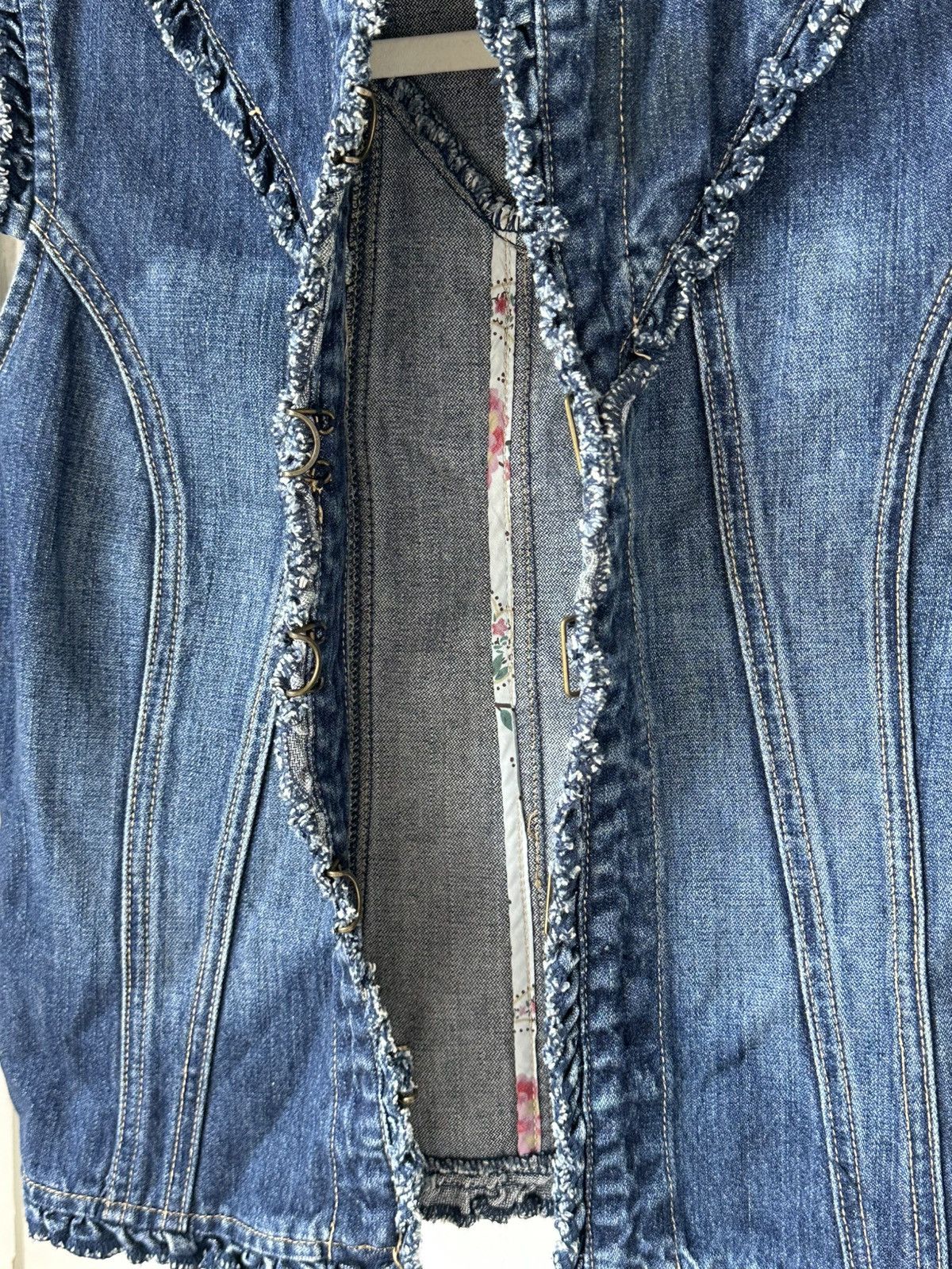 If Six Was Nine Vintage Denim Blue Distressed Vest Size S / US 4 / IT 40 - 4 Thumbnail