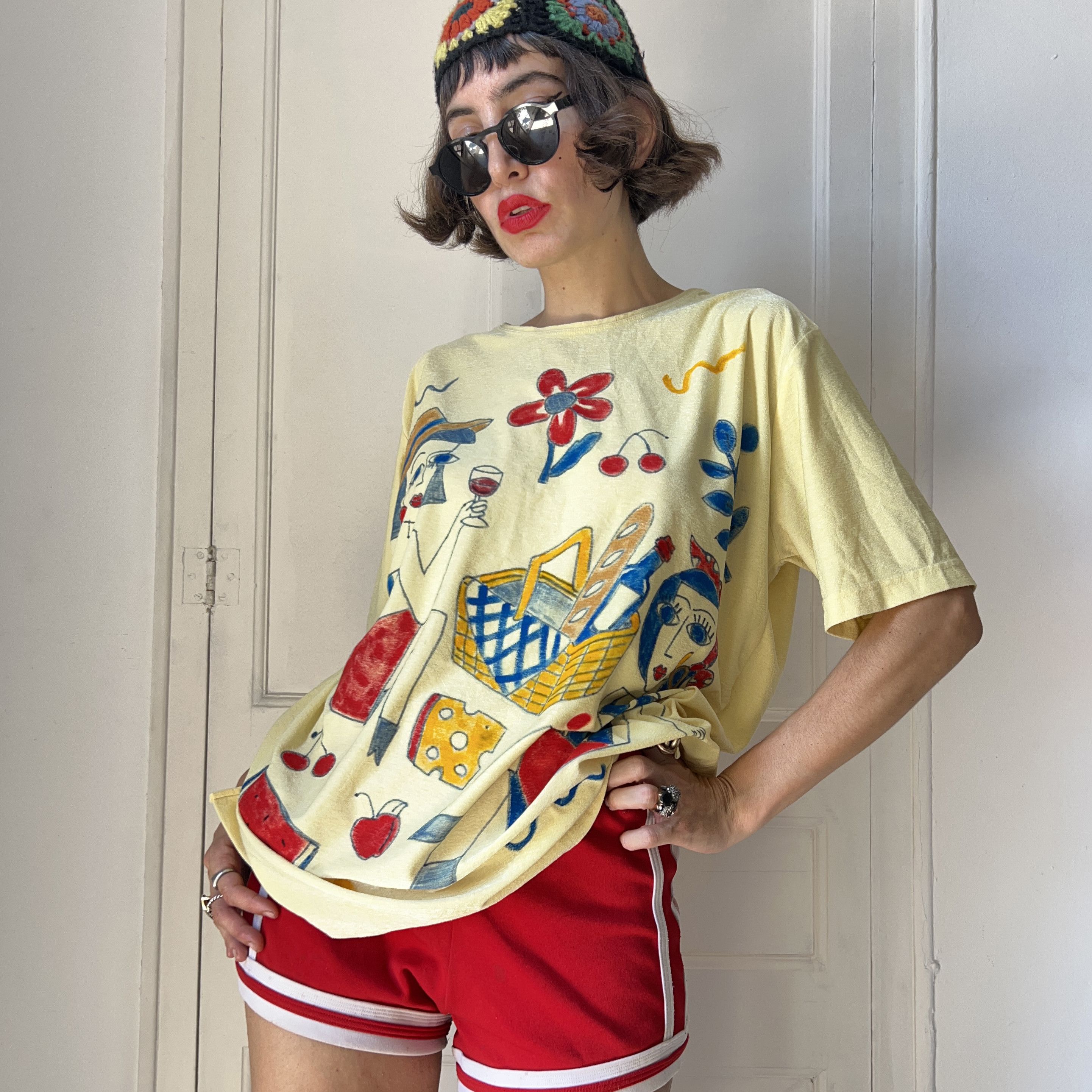 Custommade Custommade Picnic Yellow Tee Reworked Novelty Wearable Art Size XXL / US 16-18 / IT 52-54 - 5 Thumbnail