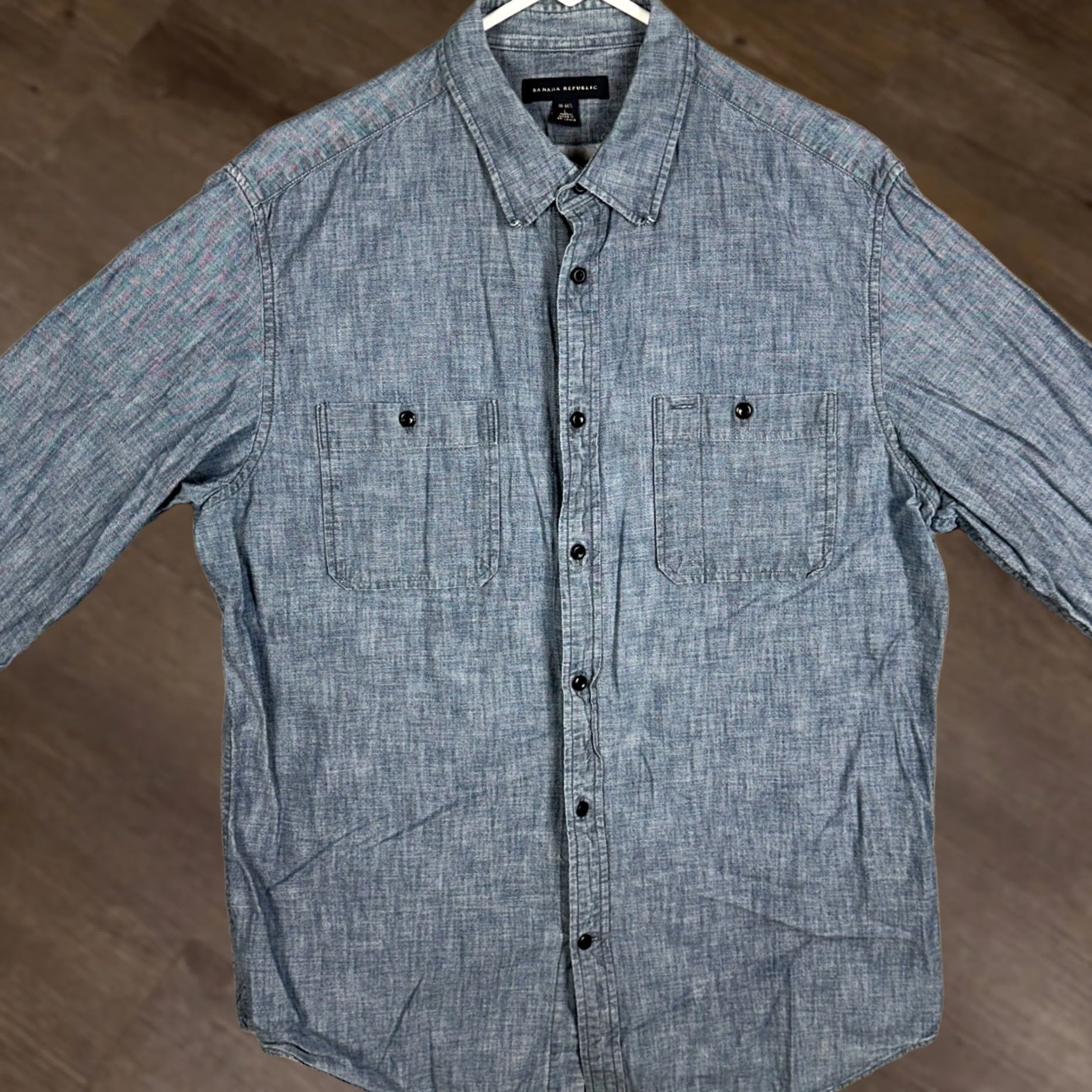 Banana Republic Banana Republic Shirt Mens Large 16-16.5 Blue Denim Button-Up Long Sleeve Shirt Casual Workwear Size 42R - 1 Thumbnail