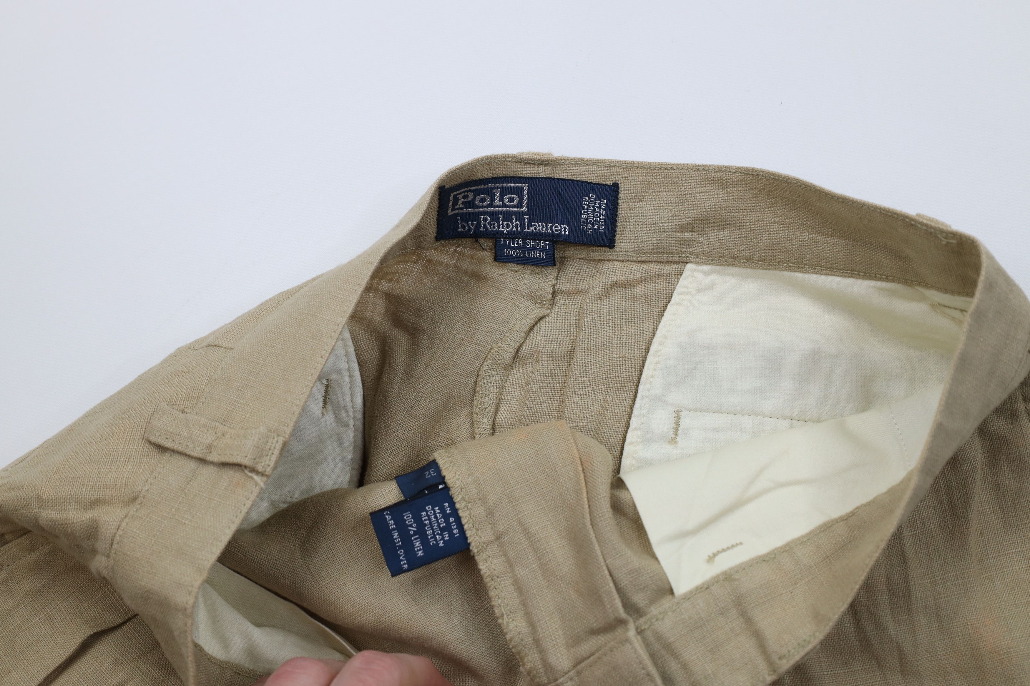 Ralph Lauren Vintage 90s Ralph Lauren Linen Above Knee Chino Shorts Beige Size US 32 / EU 48 - 9 Thumbnail