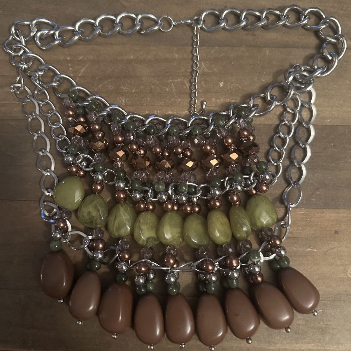 Other Chunky silver tone draped dangle bead statement bib necklace Size ONE SIZE - 3 Thumbnail