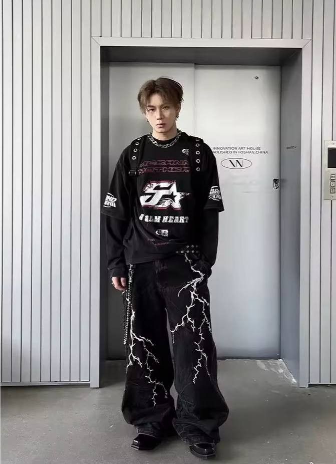 Japanese Brand × Vintage wide leg jeans with unusual design Size US 36 / EU 52 - 5 Thumbnail