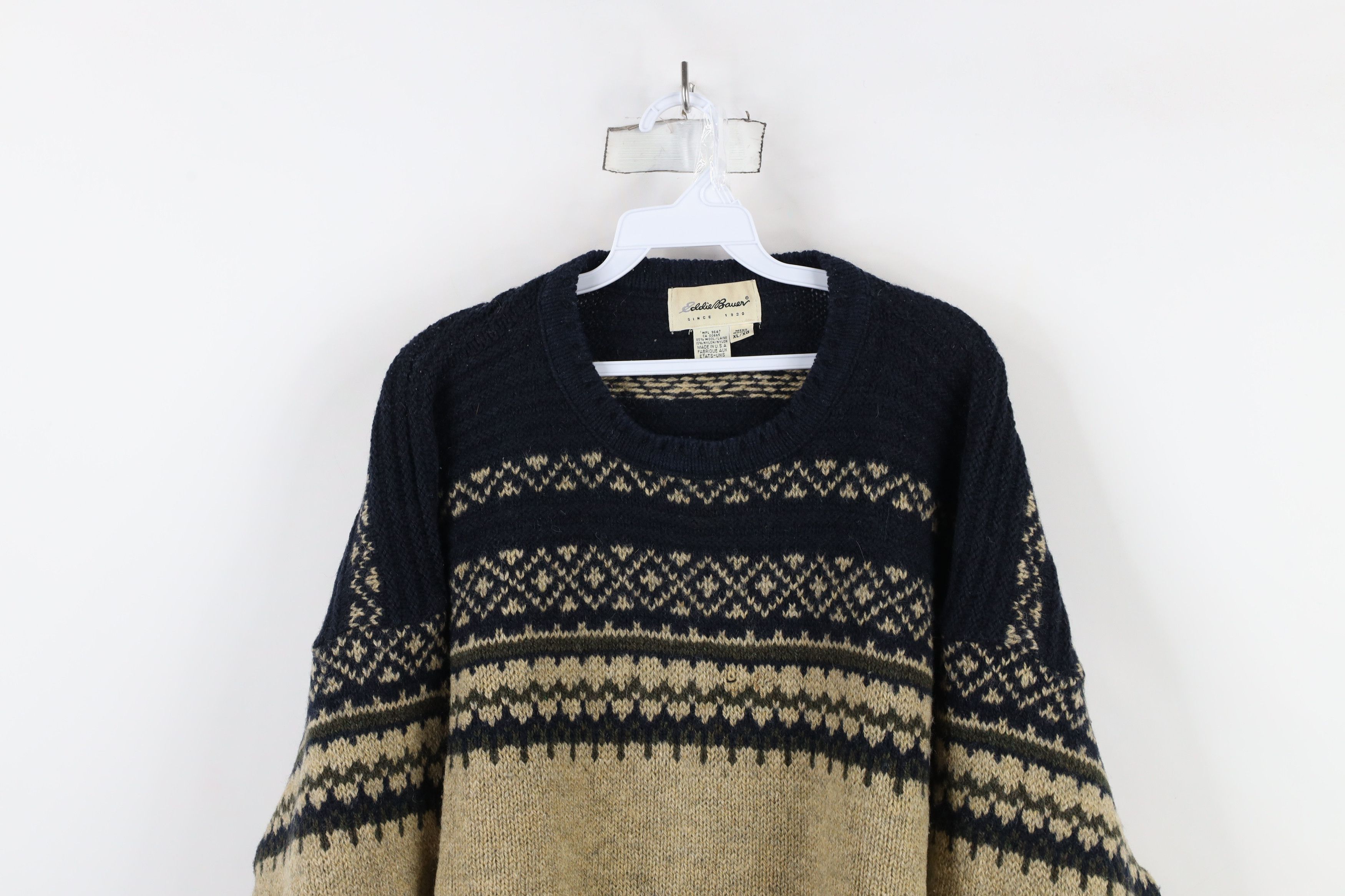 Eddie Bauer × Vintage Vintage 90s Eddie Bauer Wool Fair Isle Crewneck Sweater USA Size US XL / EU 56 / 4 - 2 Thumbnail