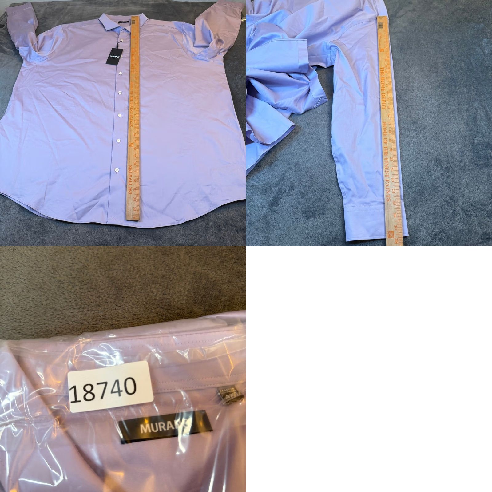 Murano Murano Liquid Luxury Dress Shirt Mens 4XT Lavender Stretch Long Sleeve Tall NWT Size 48R - 8 Thumbnail