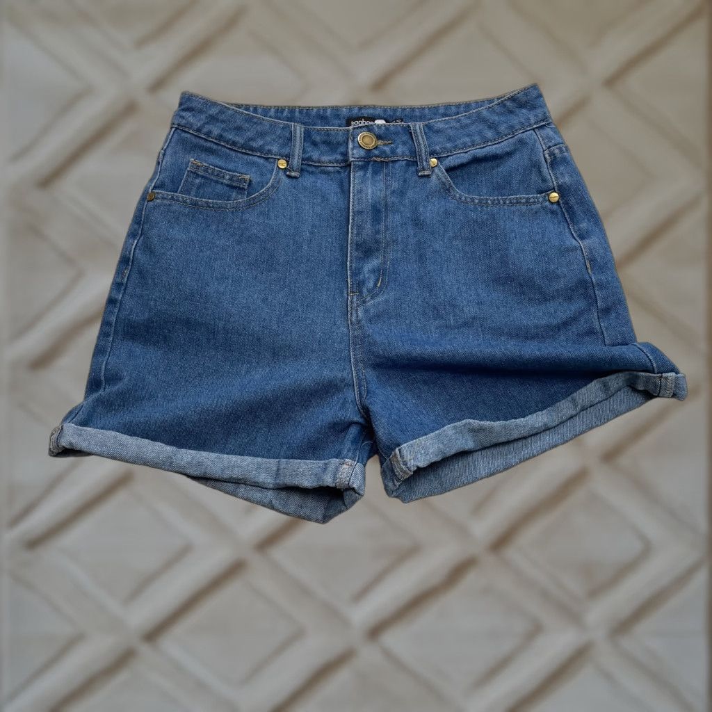 Boohoo VINTAGE Boohoo Denim Shorts Womens 6 Blue Jeans, Denim, Mom, High Rise, Solid, Casual Size 28" / US 6 / IT 42 - 1 Thumbnail