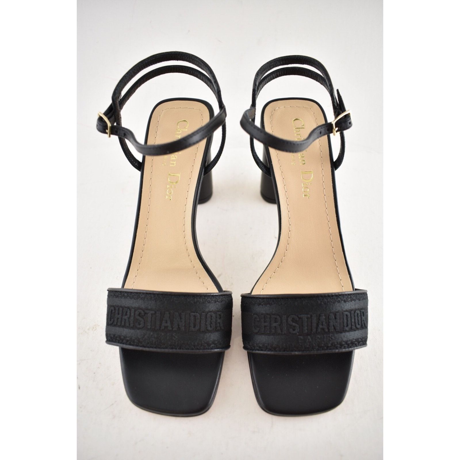 Dior Dior Dway Heeled Sandal Embroidered Satin Black Ankle Size US 5 / IT 35 - 7 Thumbnail