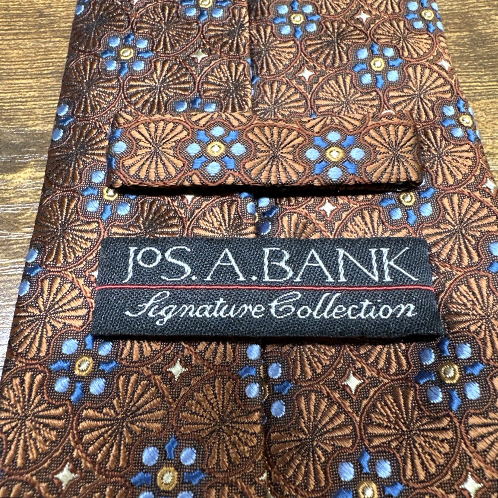 Jos. A. Bank Jos. A Bank Silk Tie Dark Orange Brown Signature Collection Necktie Geometric Size ONE SIZE - 2 Thumbnail