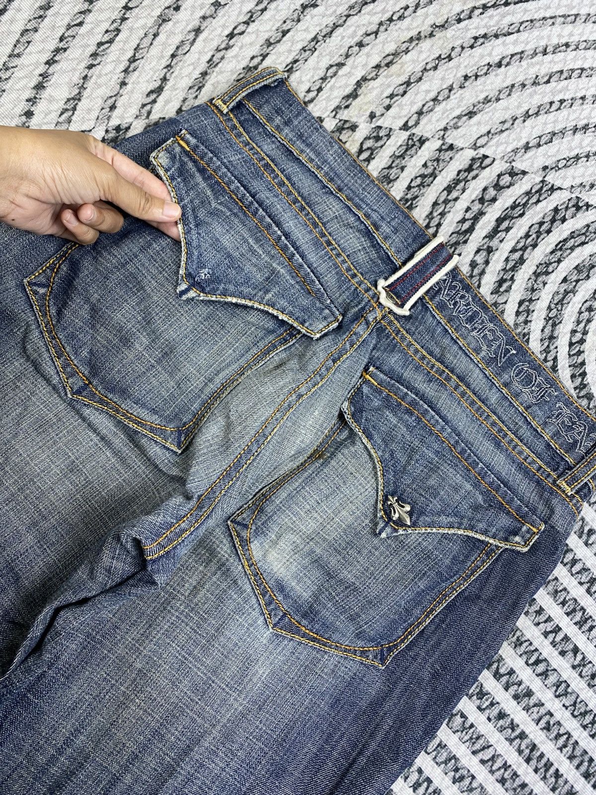 If Six Was Nine FLARED Garden Of Earthly Delights Distressed Denim Jeans Size US 33 - 8 Thumbnail