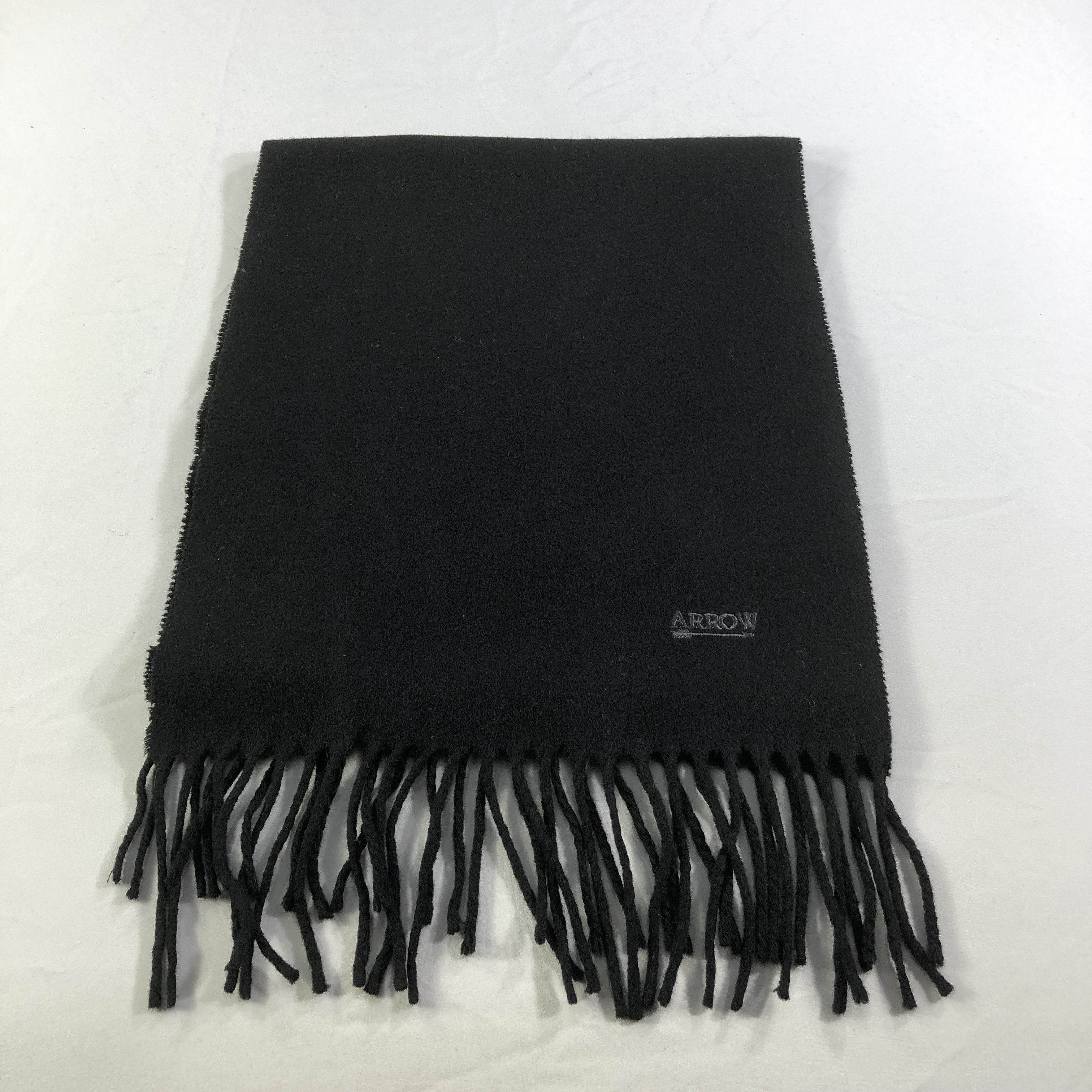 Arrow Arrow Plain Black Wool Scarf Muffler V1401 Size ONE SIZE - 3 Thumbnail