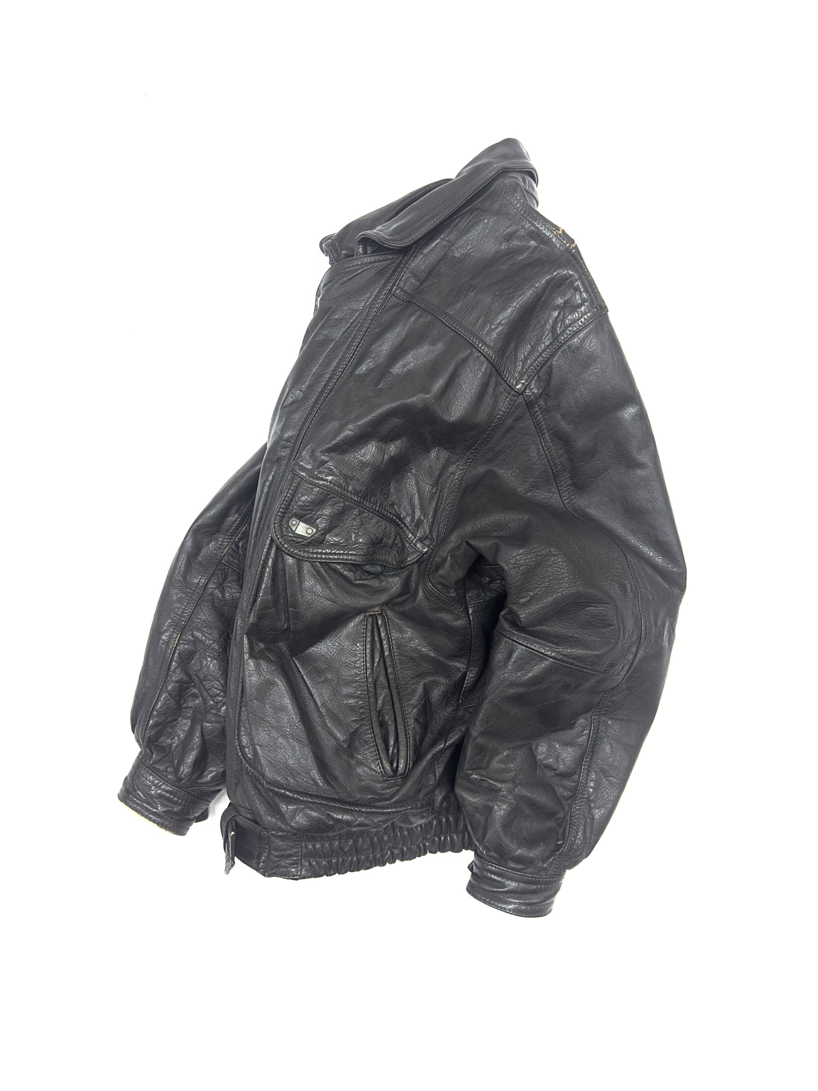 Vintage Daniel Ricci Vintage Heavy Leather Bomber Jacket 1990s Size US L / EU 52-54 / 3 - 1 Thumbnail