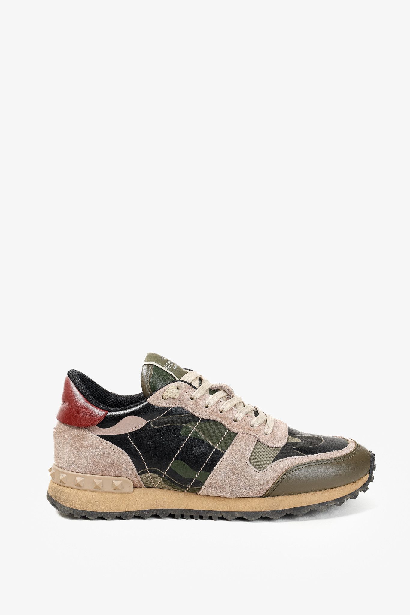 Valentino Valentino Garavani Rockrunner Green Camo Lace-Up Sneakers Size US 7.5 / IT 37.5 - 1 Thumbnail