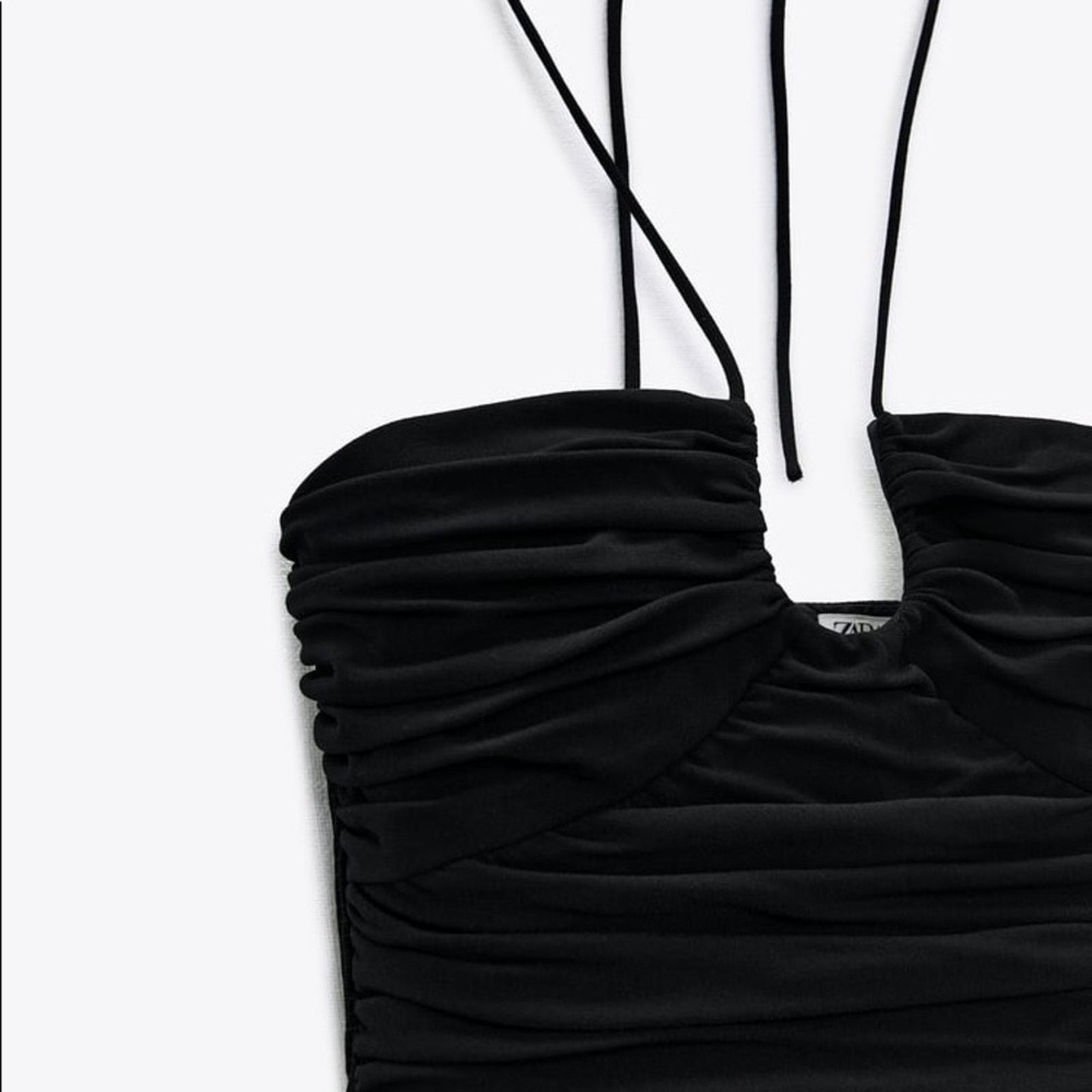 Zara ZARA BLOGGER FAVORITE DRAPED MINI DRESS BLACK Size XS / US 0-2 / IT 36-38 - 16 Thumbnail