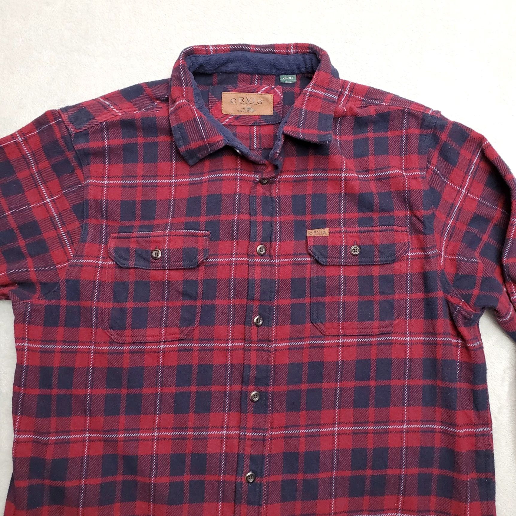 Orvis VINTAGE Orvis Shirt Jacket Mens 2XL Red Plaid 100% Cotton Flannel Button-Up Casual Outdoors Size US XXL / EU 58 / 5 - 2 Thumbnail