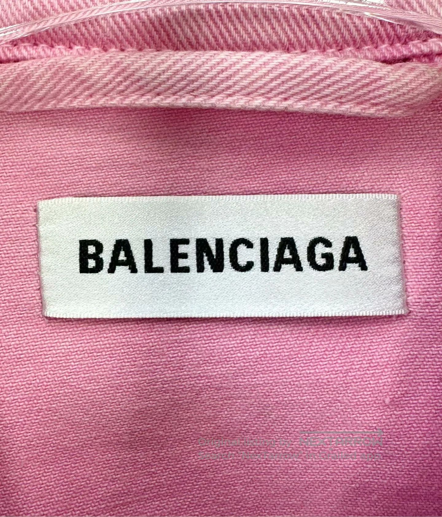 Balenciaga Balenciaga Pink Letter Logo Denim Collar Jacket| Size 4XL / US 24-26 - 3 Thumbnail