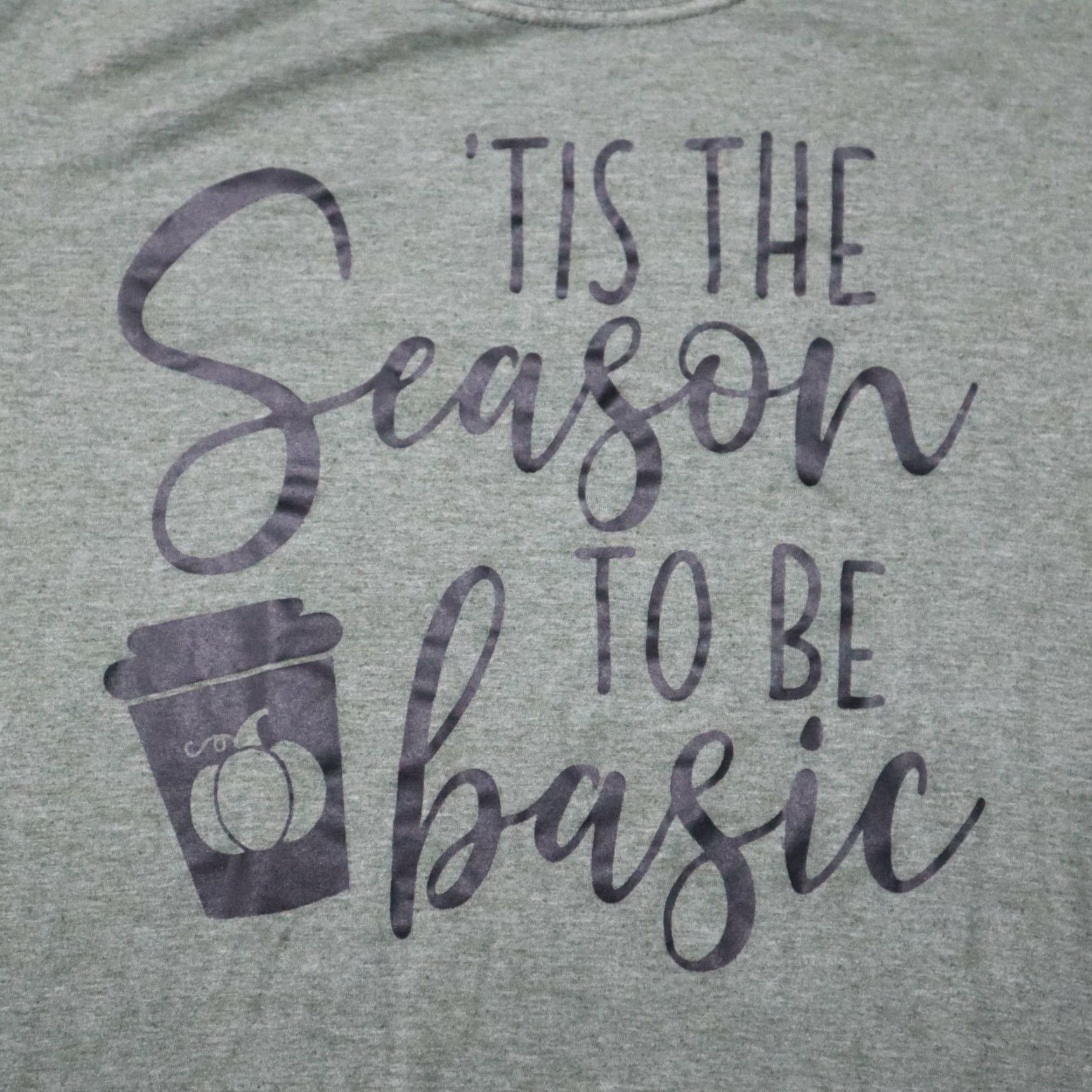Gildan Tis the Season to be Basic White Girl Pumpkin Spice T-Shirt Women's M Green Size M / US 6-8 / IT 42-44 - 2 Thumbnail