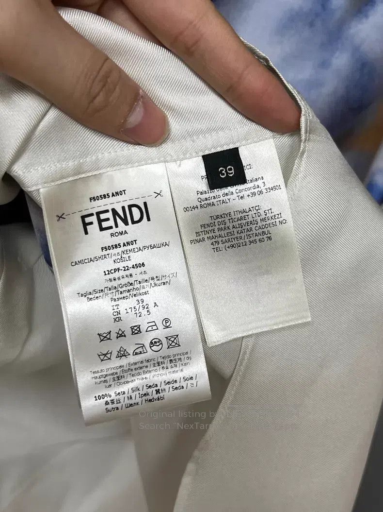 Fendi Fendi size 39 Blue and White Washed Silk Shirt Size US XS / EU 42 / 0 - 4 Thumbnail