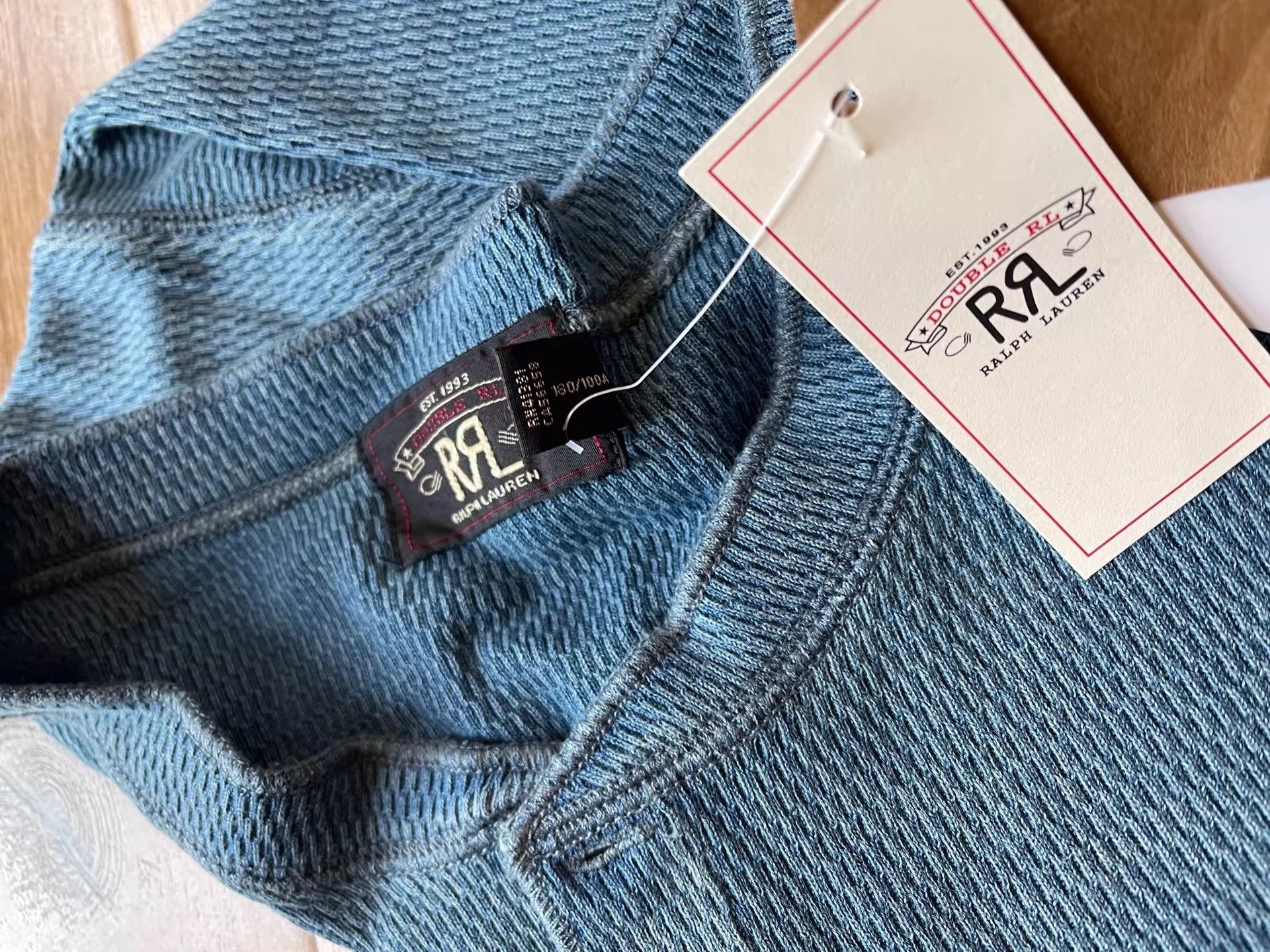 RRL Ralph Lauren RRL Indigo Jersey Henry Tee Size US L / EU 52-54 / 3 - 9 Thumbnail
