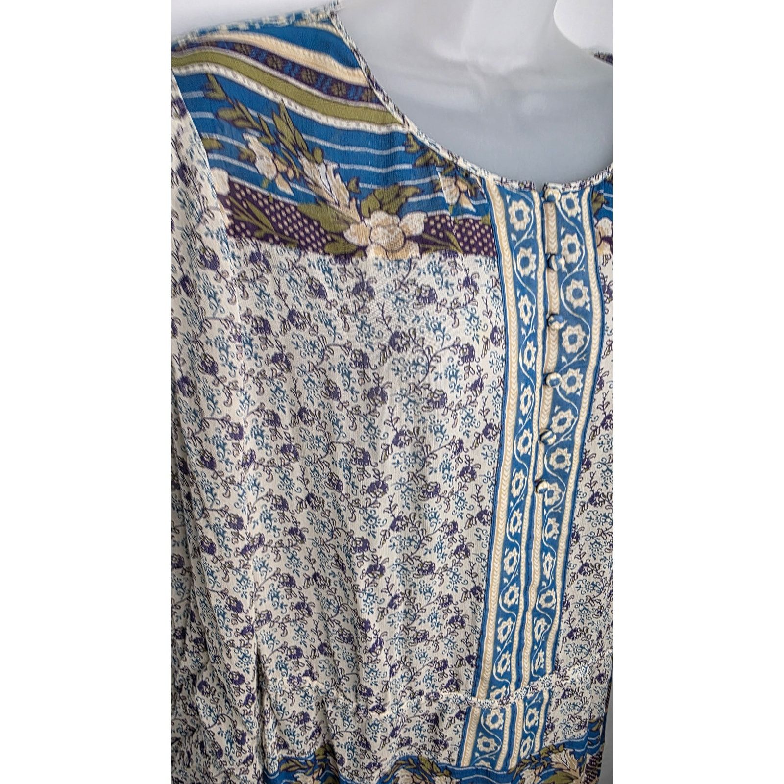 Lucky Brand Lucky Brand Boho Floral Sheer Long Sleeve Blouse Tunic Size XL / US 12-14 / IT 48-50 - 3 Thumbnail