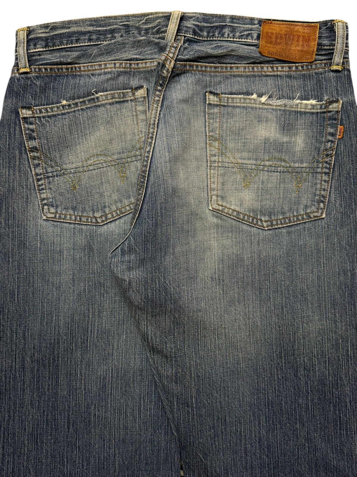 Edwin Vintage 90s Edwin 505zx Selvedge Blue Faded Wash Wide Leg Size US 33 - 5 Thumbnail