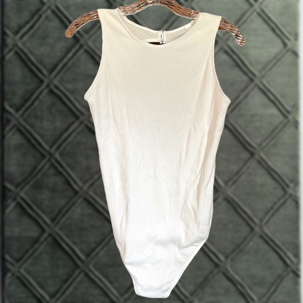 Vintage VINTAGE Sleep By CACIQUE Stretch Rib Open-Back Bodysuit White Plus 18/20 NWOT One Piece Size XXL / US 16-18 / IT 52-54 - 1 Thumbnail