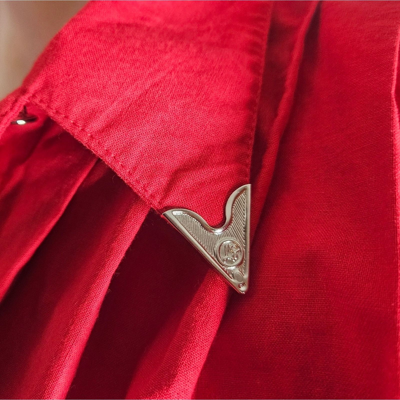 Vintage VTG Lilia Smitty Red Western Shirt Dress Ruffle Yoke Collar Size S / US 4 / IT 40 - 4 Thumbnail