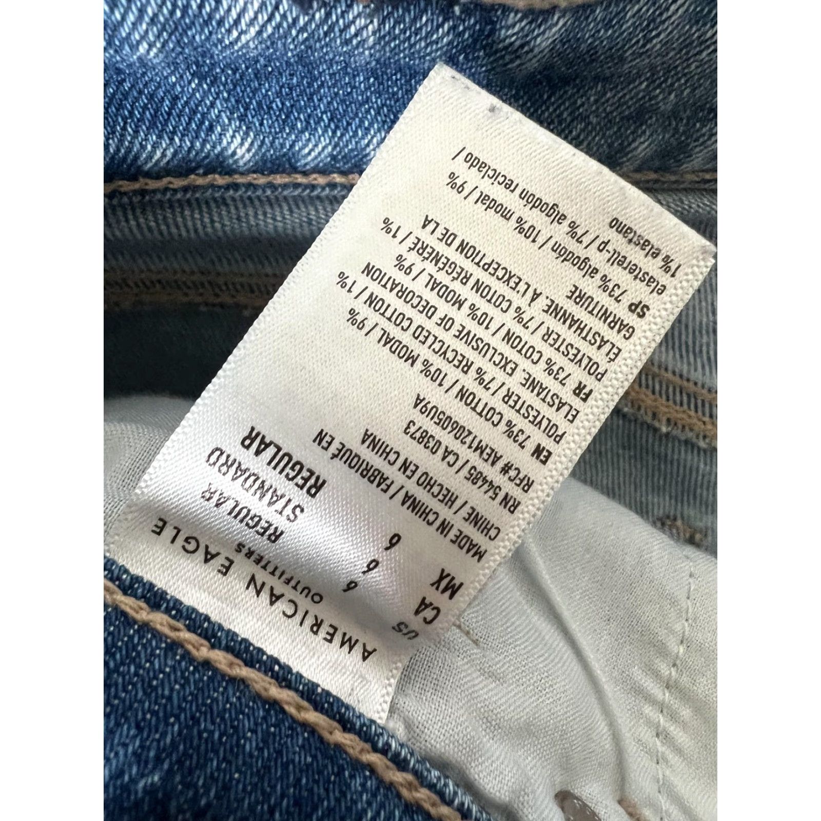 American Eagle Outfitters American Eagle Mom Straight Jeans Womens 6 Blue High Rise Distressed Denim Size 28" / US 6 / IT 42 - 3 Thumbnail