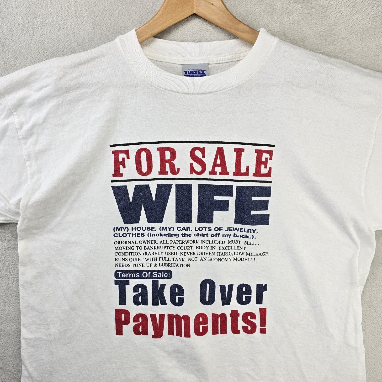 Tultex Vintage Wife For Sale Shirt XL White Funny Dad Mom Joke Size US XL / EU 56 / 4 - 2 Thumbnail