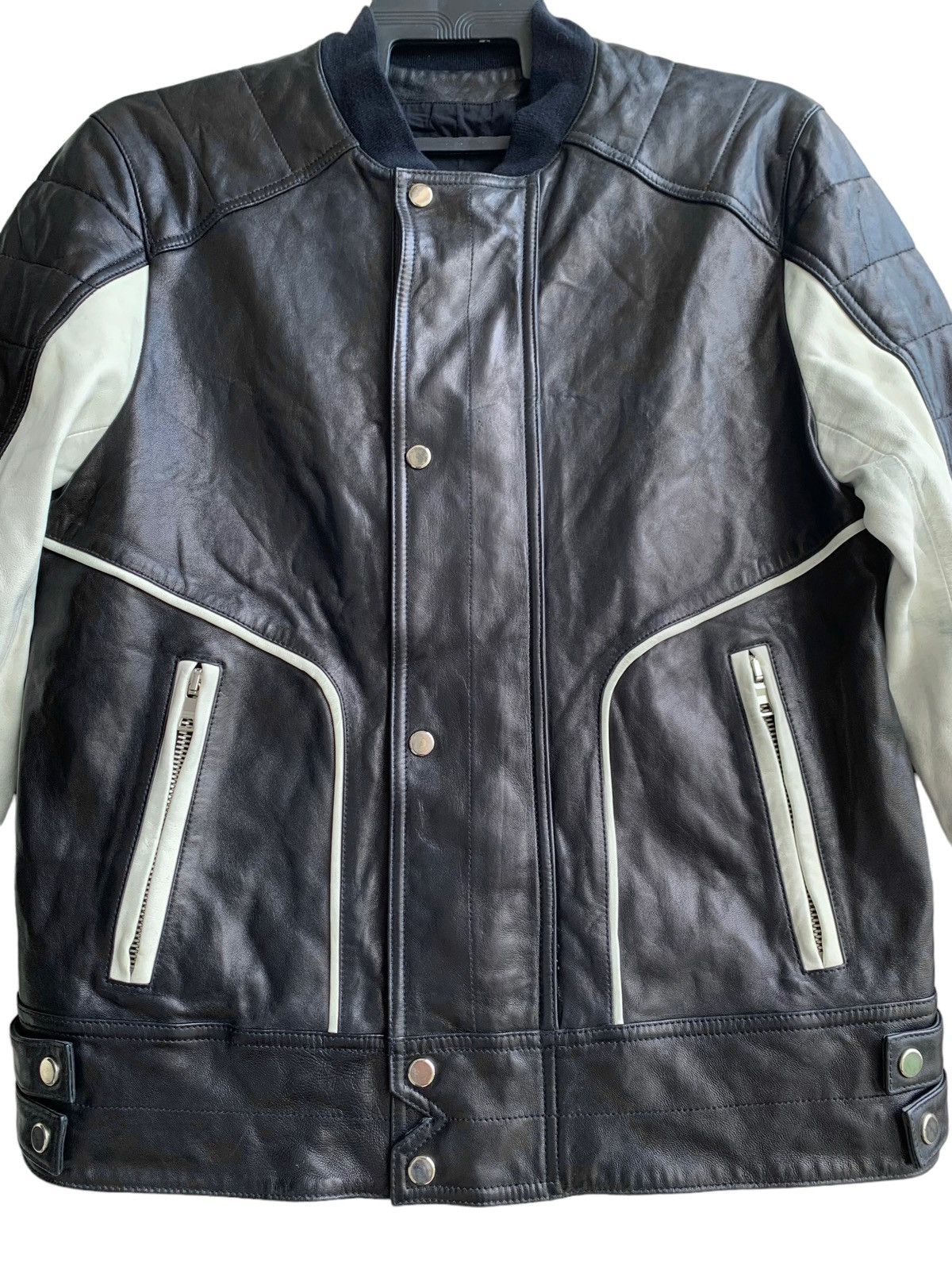 SS 15 Balmain Bomber Bikers Lamb Leather Jacket