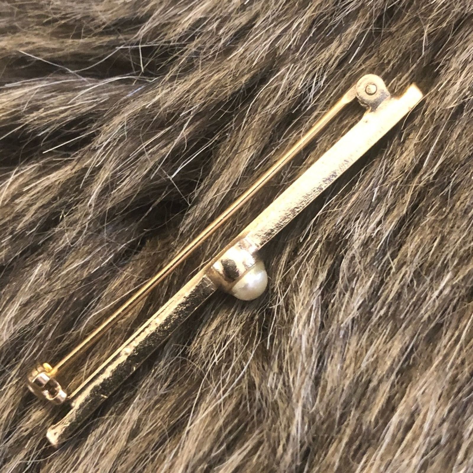 Vintage Vintage gold plated faux pearl collar pin brooch Size ONE SIZE - 4 Thumbnail