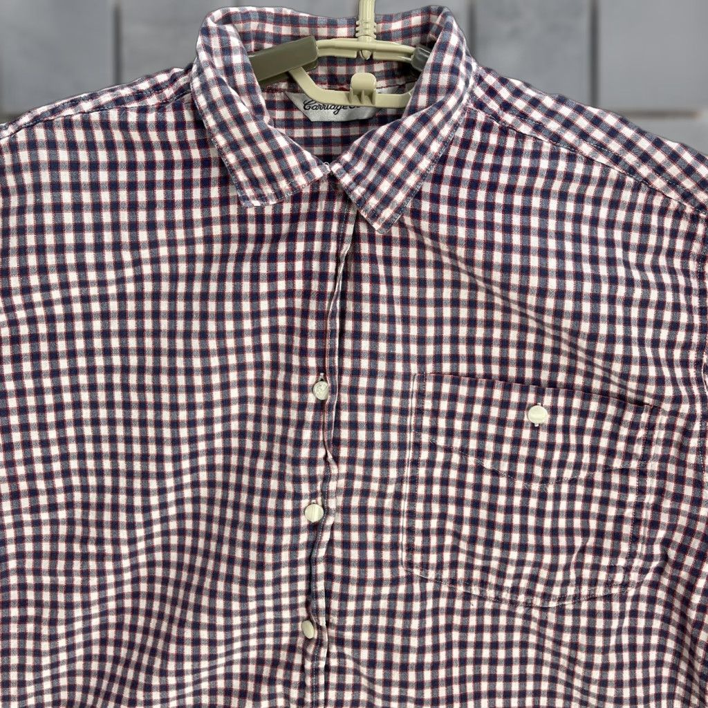 Vintage Carriage Court Shirt M Red White Blue Checkered Button Up Cotton Cottage Size M / US 6-8 / IT 42-44 - 1 Thumbnail
