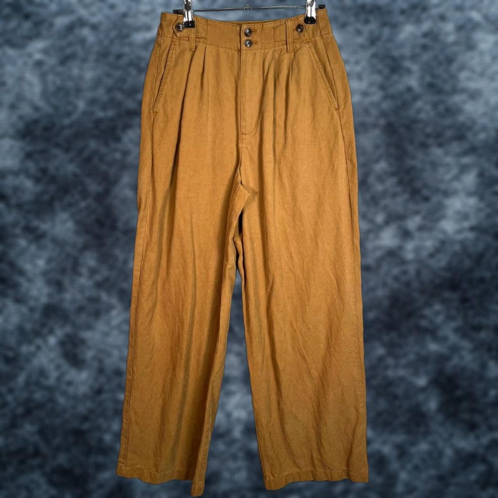 Madewell Madewell Brand Womens Pleated Wide-Leg Pants Size 00 Lyocell Cotton Blend Brown Size 24" / US 00 / IT 34 - 1 Thumbnail