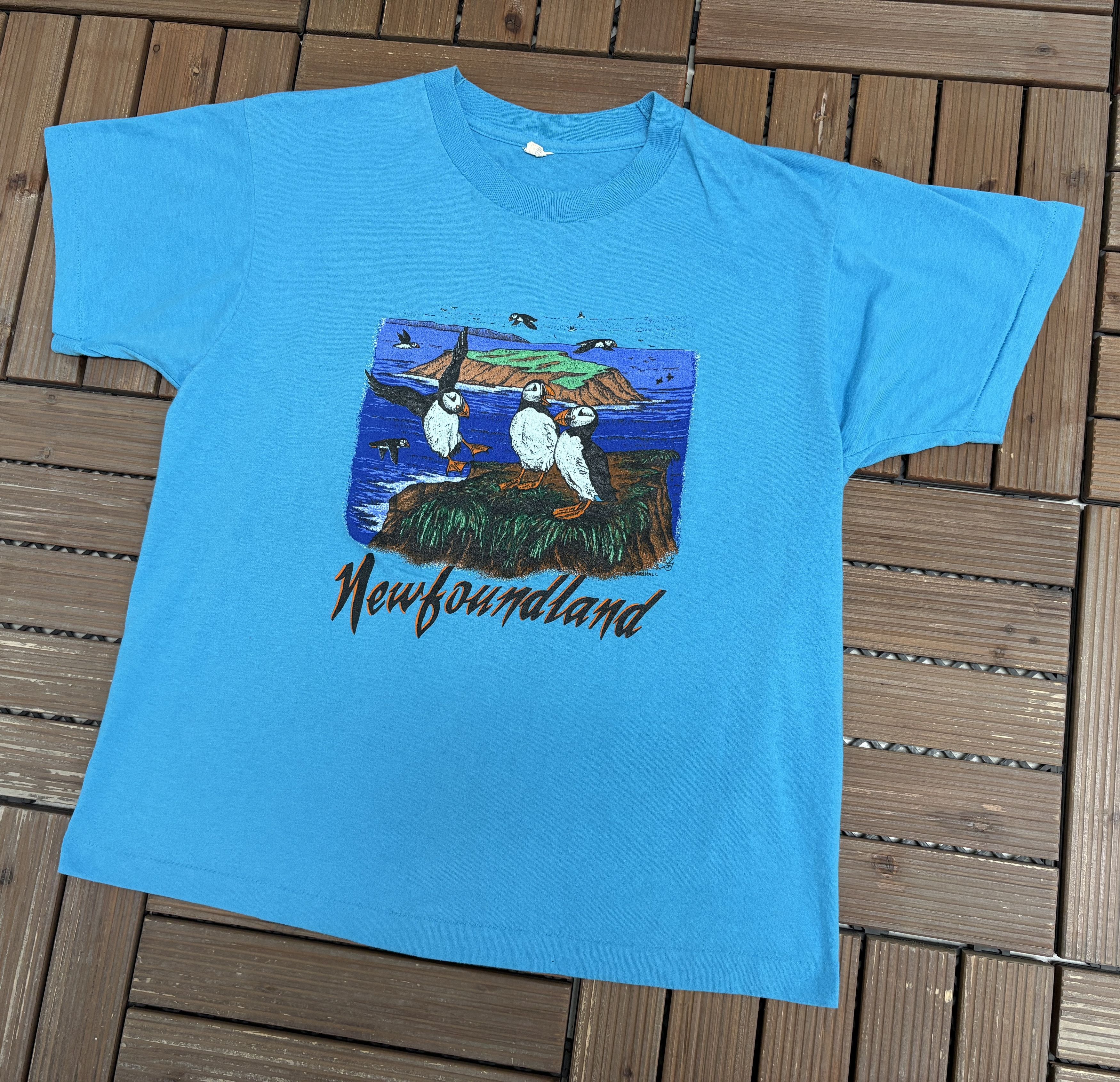 Vintage Newfoundland Atlantic Puffin Tourist Vintage Blue T-Shirt Size US L / EU 52-54 / 3 - 3 Thumbnail