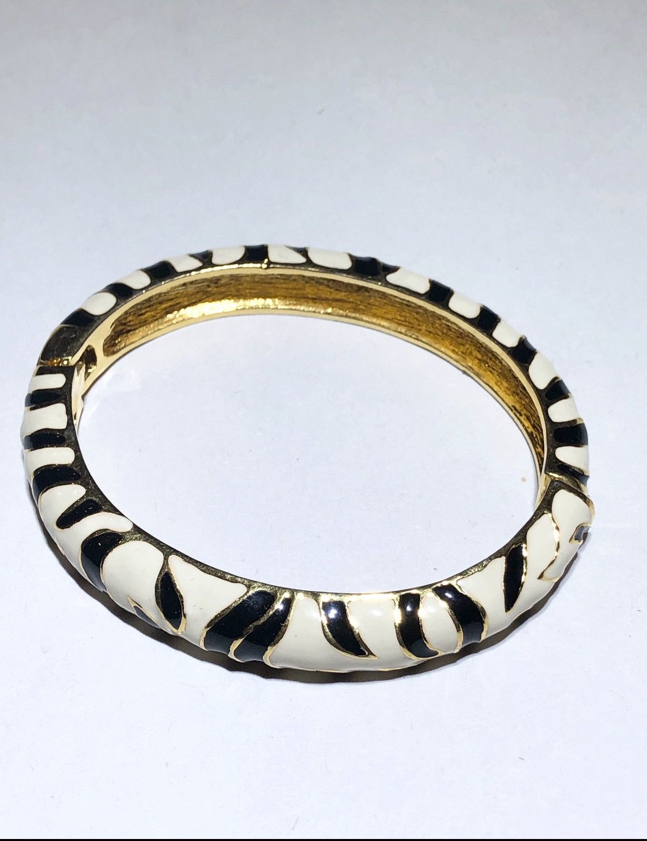 Kenneth Jay Lane KJL Kenneth J Lane Enamel Striped Cuff Bangle Bracelet Size ONE SIZE - 3 Thumbnail