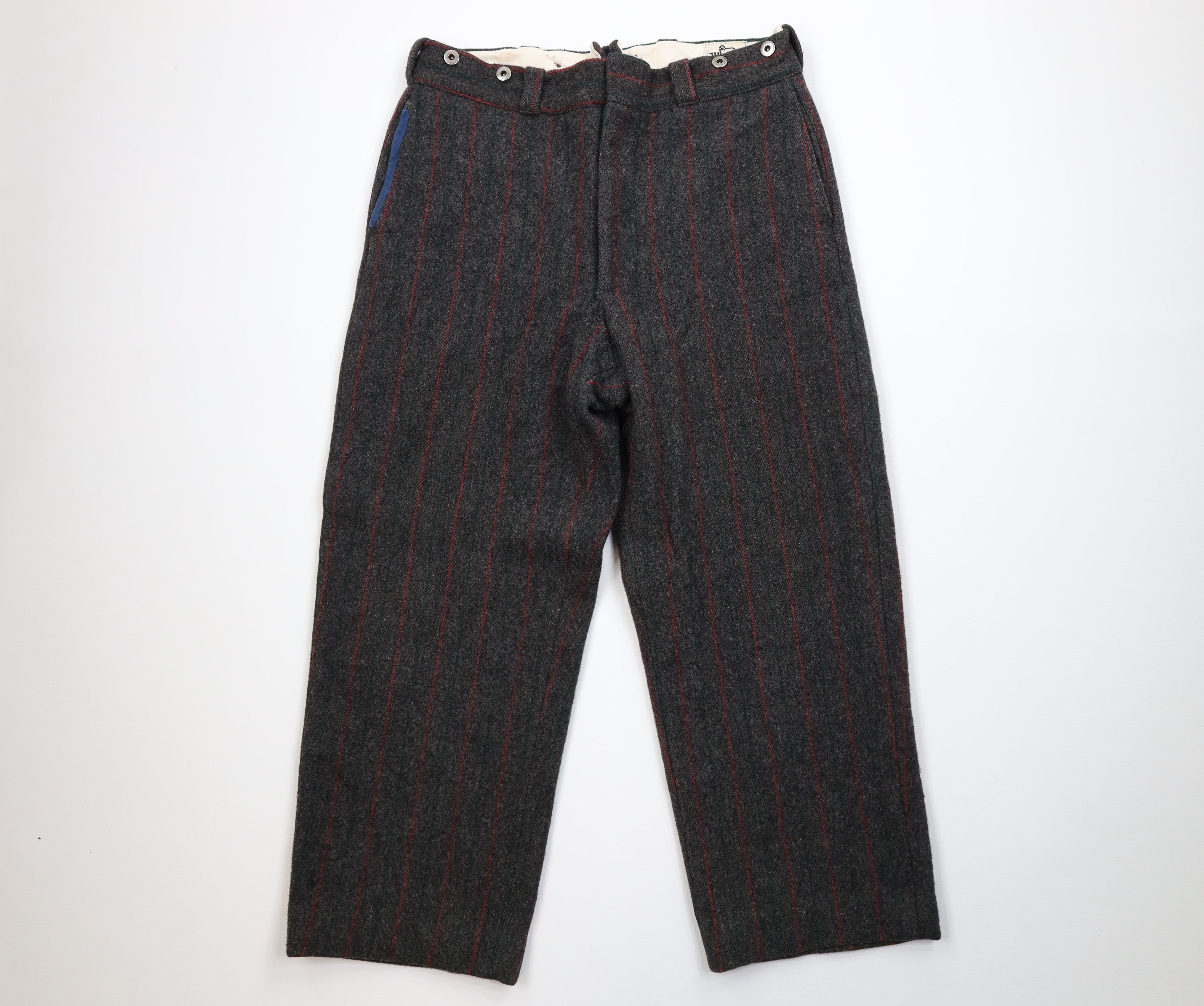 Woolrich Woolen Mills Vintage 70s Woolrich Heavy Wool Striped Wide Leg Pants USA Size US 34 / EU 50 - 1 Thumbnail