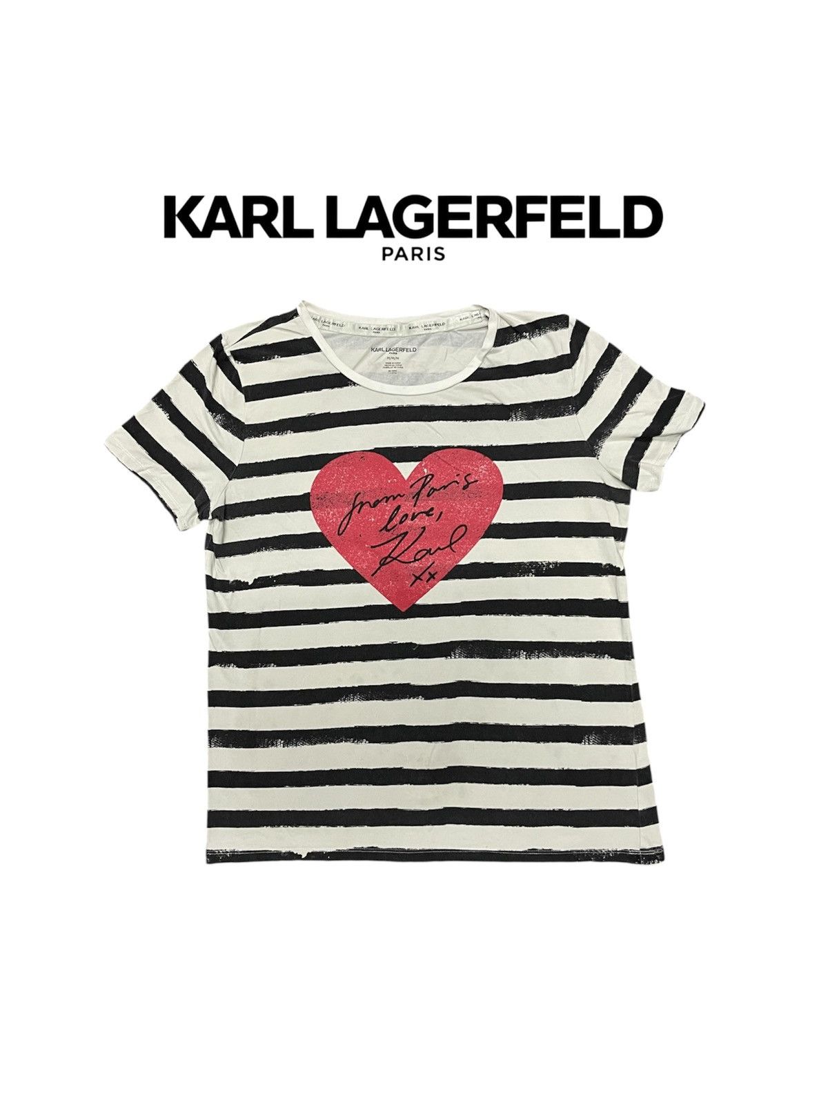 Karl Lagerfeld 2000s KARL LAGERFELD PARIS “FROM PARIS LOVE,KARL XX” HEART Size M / US 6-8 / IT 42-44 - 1 Thumbnail