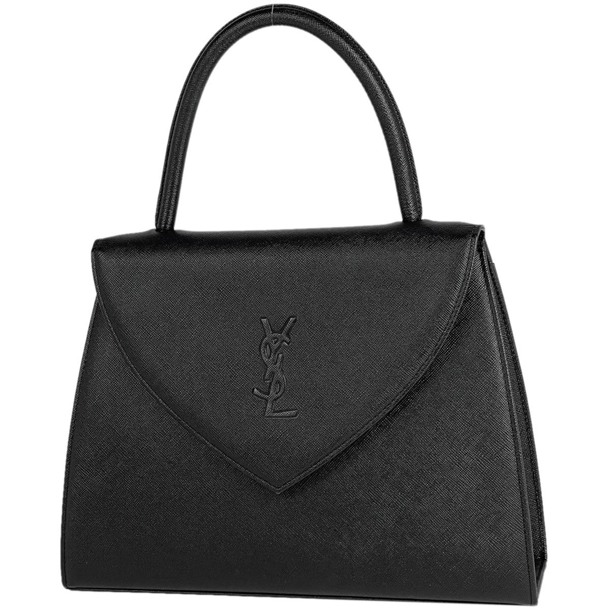 Yves Yves Saint Laurent Logo Handbag Leather Black