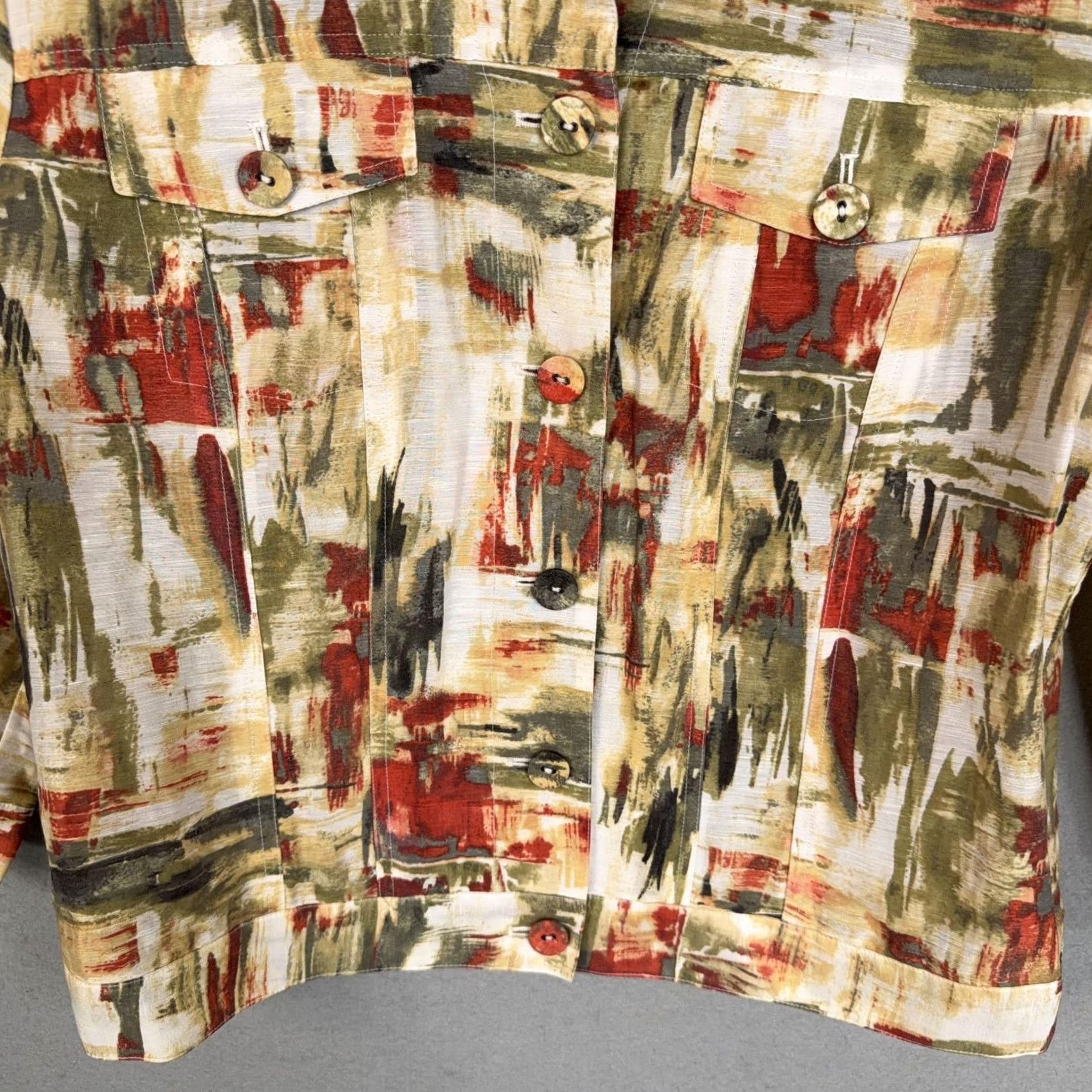 Vintage Chico'S Linen Blend Artistic Jacket Short Oversized Womens 1 Vibrant Spring Travel Size 28" / US 6 / IT 42 - 3 Thumbnail