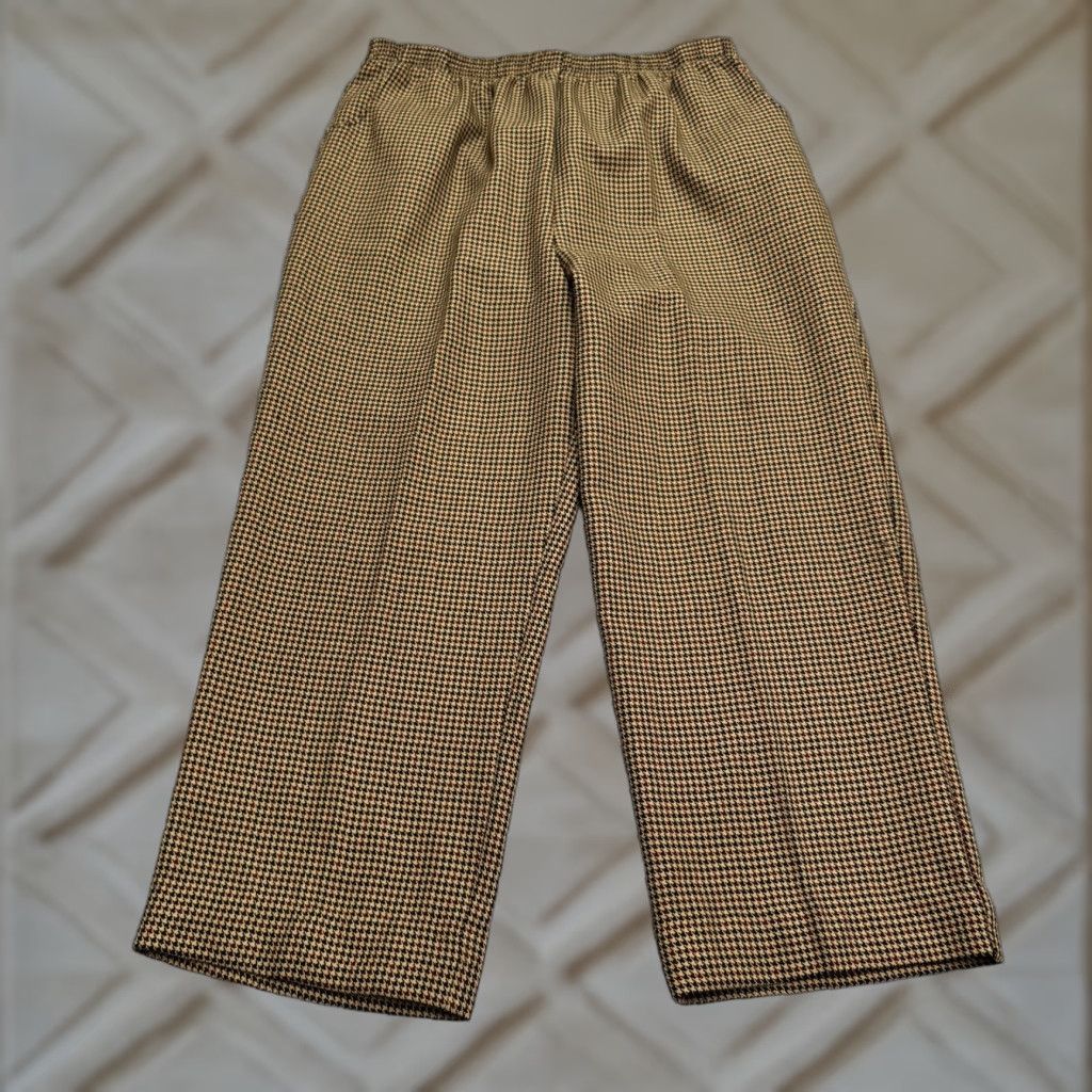 Haband VINTAGE Village Square Haband Pants Womens 16 Brown Houndstooth Pull On Size 38" / US 16 / IT 52 - 1 Thumbnail