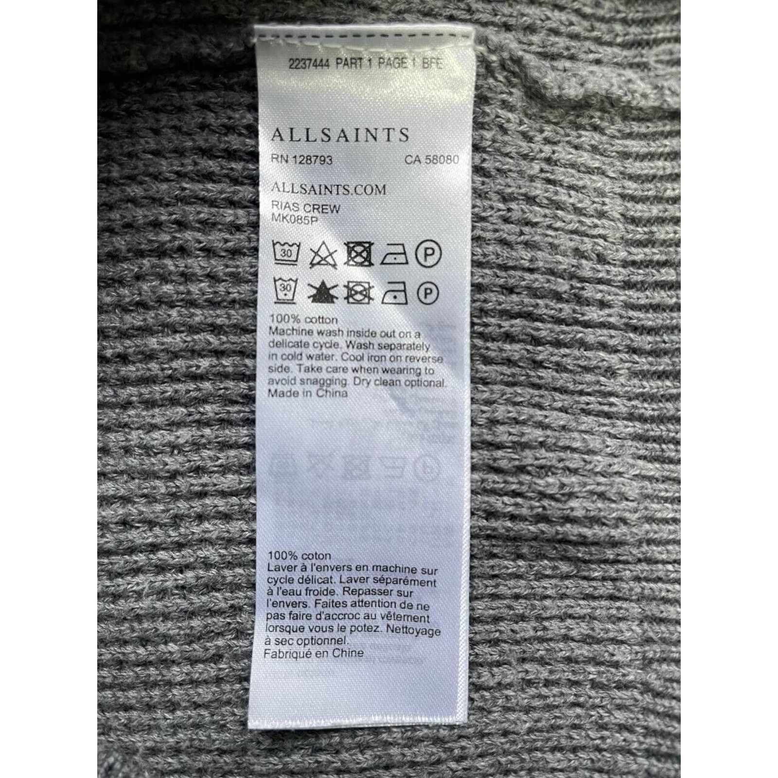 Allsaints Vintage AllSaints Crew Neck Sweater Gray Waffle Knit Large Size US L / EU 52-54 / 3 - 4 Thumbnail