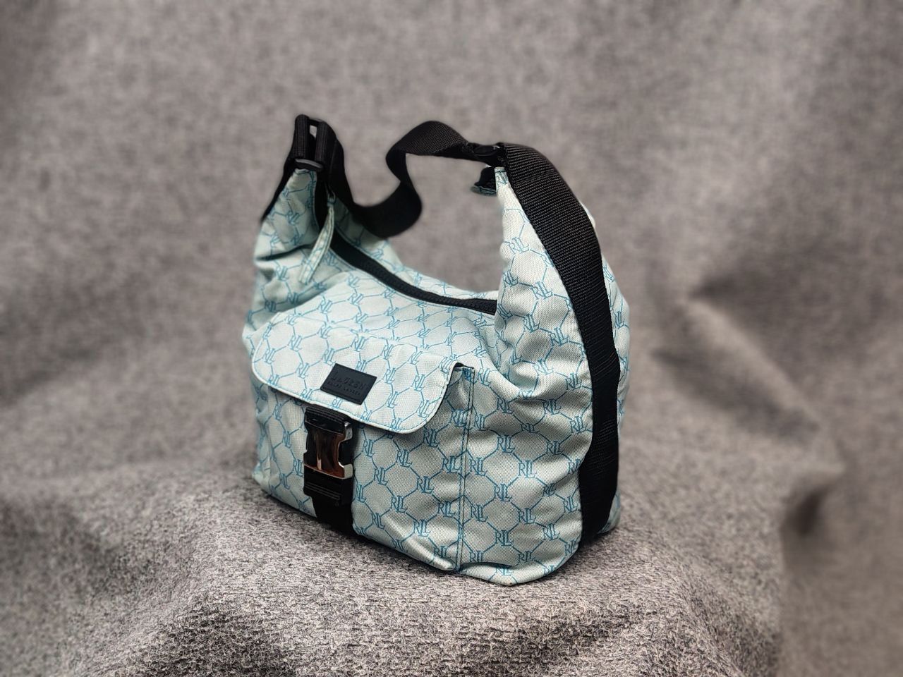 Ralph Lauren Vintage Lauren Ralph Lauren Hobo Handbag blue Monogram Y2K Size ONE SIZE - 10 Thumbnail